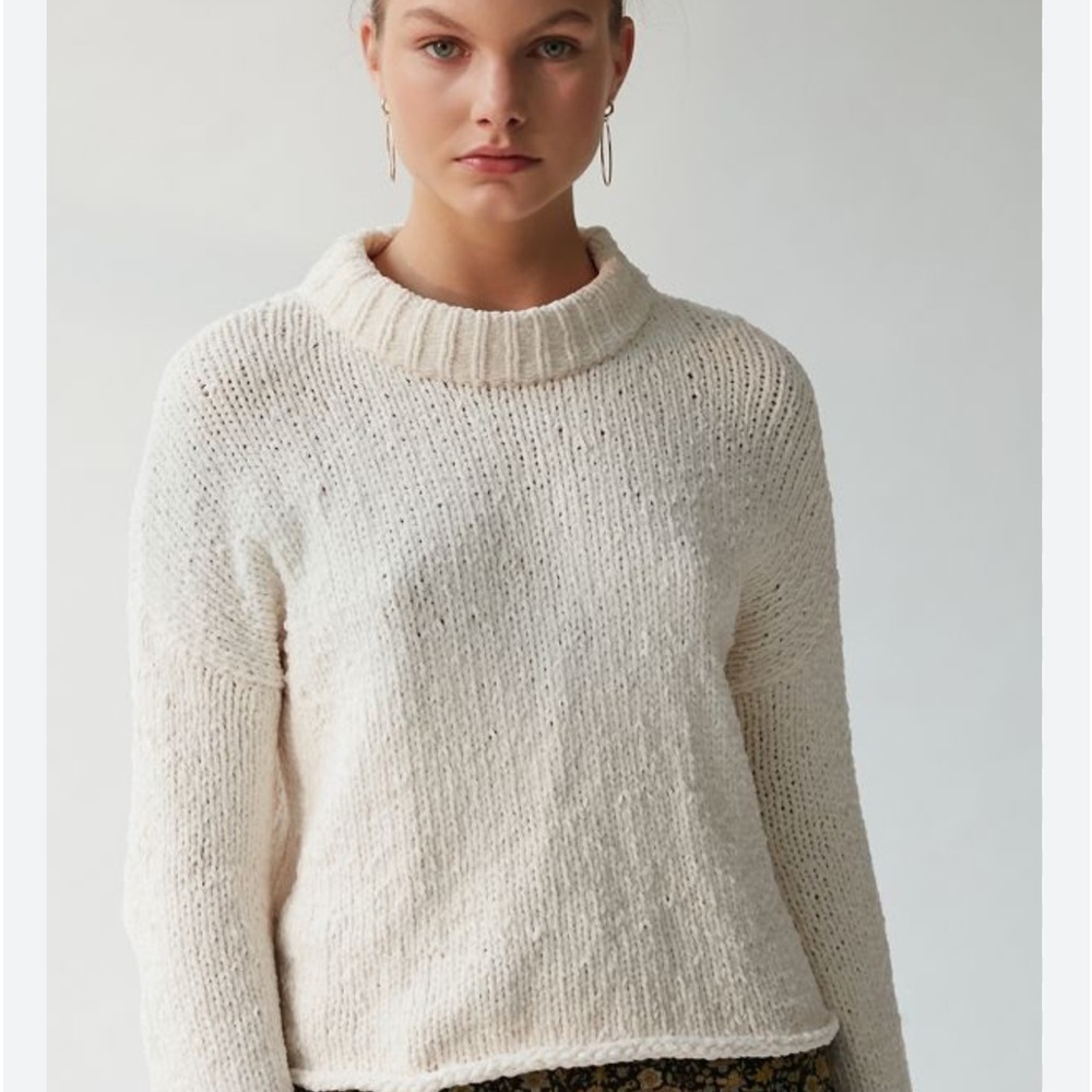 Urban Outfitters milo Mock Neck chenille sweater cream